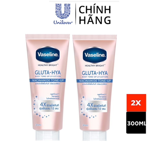 Combo 2 Vaseline Gluta-Hya Dưỡng Thể Nâng Tông Tức Thì Gấp 4x 300ML/tuýp