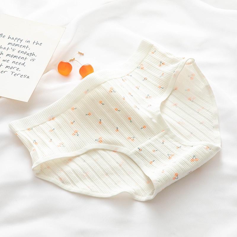 Quần Lót Nữ Cotton Siêu Thoáng Nâng Kẻ Tăm Cherry Xanh QL13