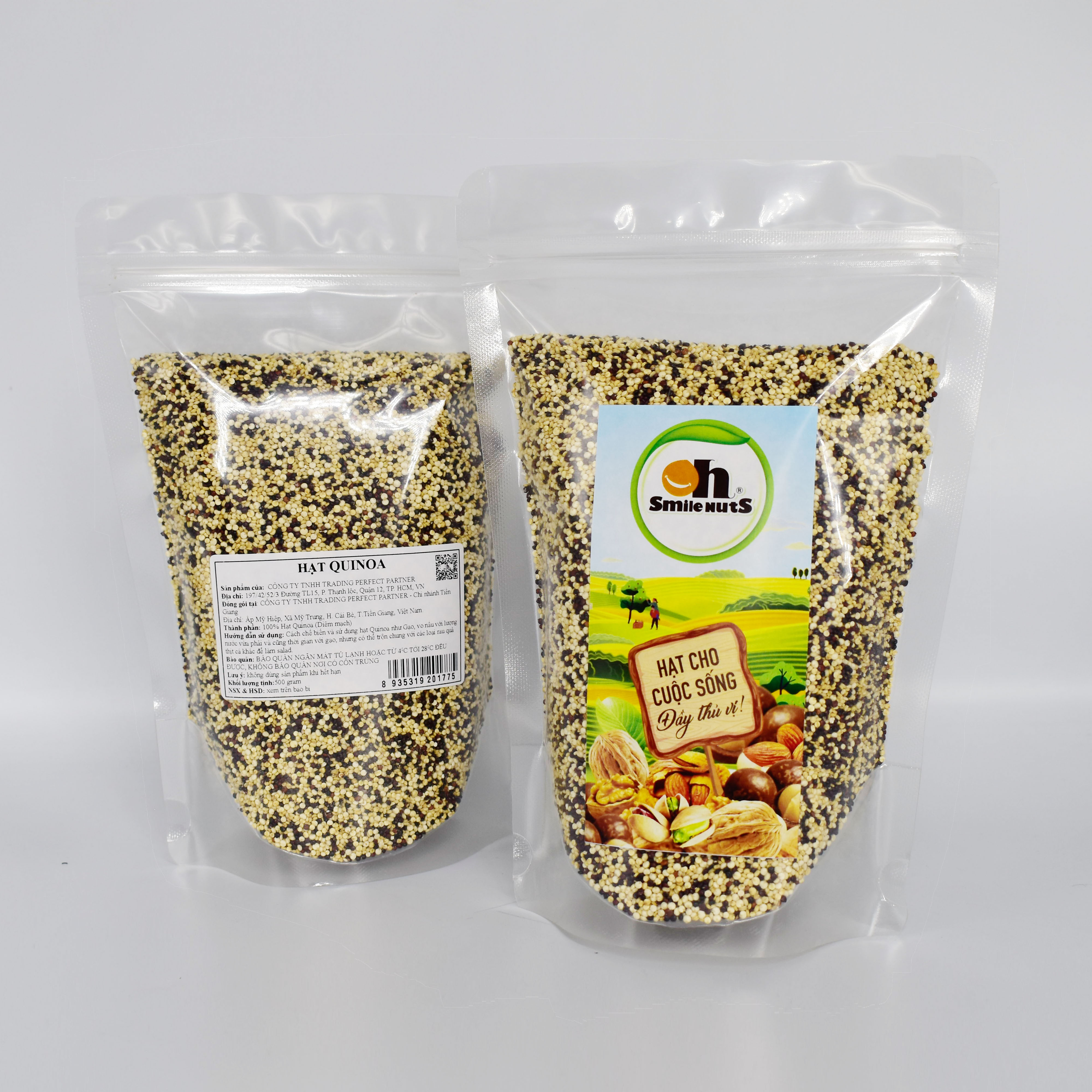 Hạt Quinoa (Diêm mạch) mix 3 màu SMILENUTS túi 500g - Nhập khẩu từ Peru gồm quinoa trắng, quinoa đỏ, quinoa đen