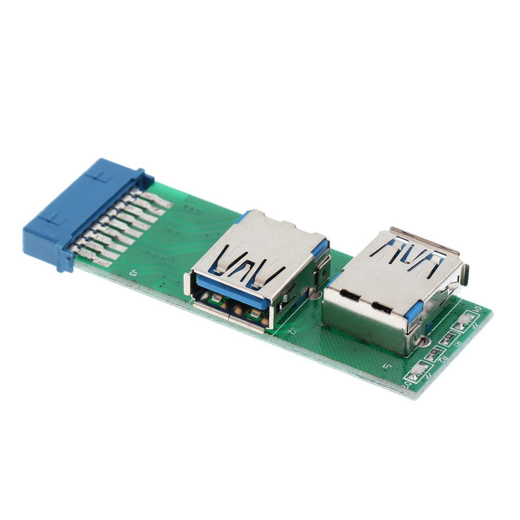 Dual Port USB 3.0 Female Mount Panel Type to Motherboard 20 Pin Adapter