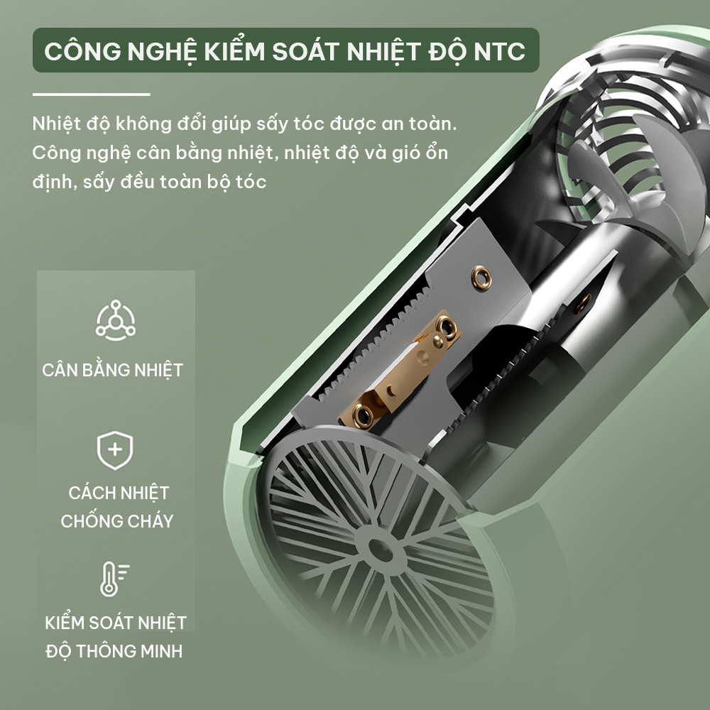 Máy sấy tóc mini gập gọn CWell C05HD, máy sấy tóc công suất lớn 1800W, kiểu dáng mới