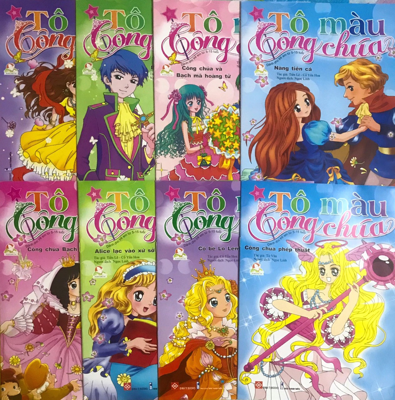 Bộ túi 8 cuốn tô màu công chúa dành cho trẻ từ 5-15 tuổi
