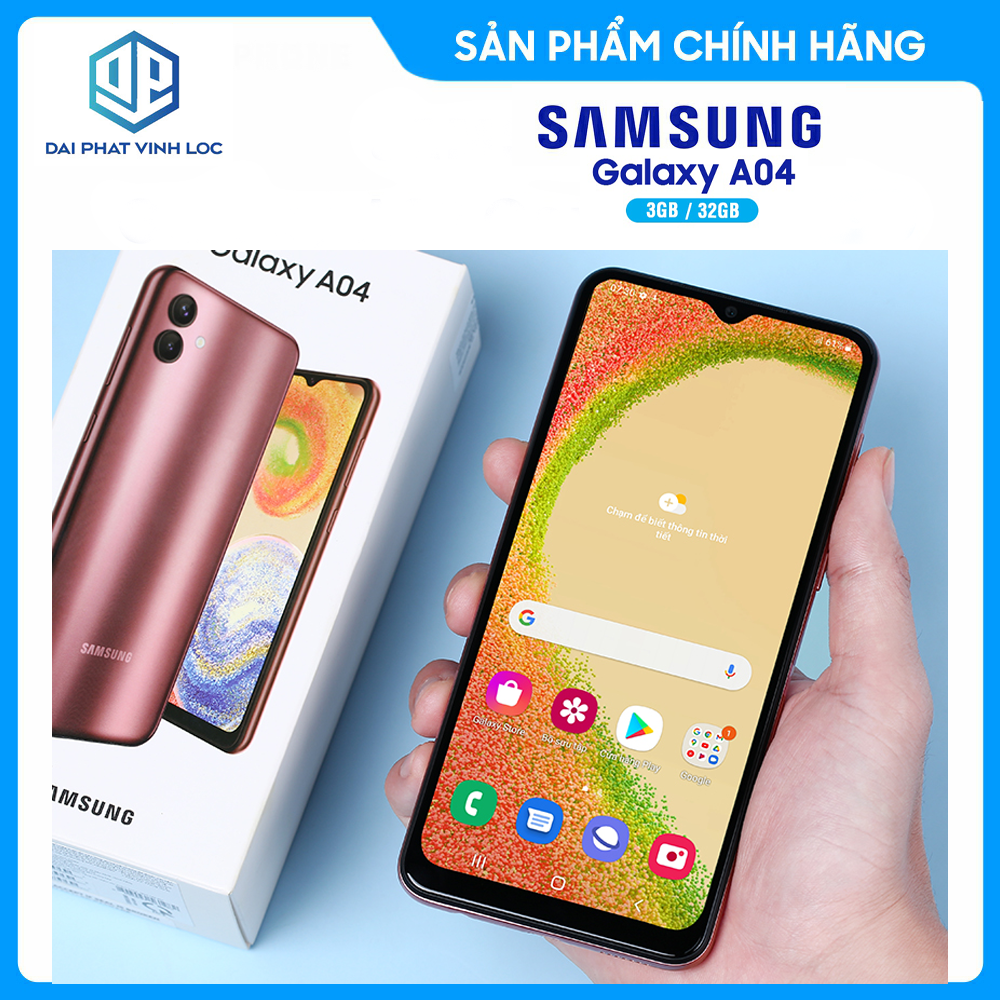Điện thoại Samsung Galaxy A04 (3GB / 32GB) - Hàng chính hãng - Mới 100% Nguyên Seal - Pin Khủng 5000 mAh - Bảo Hành 12 Tháng