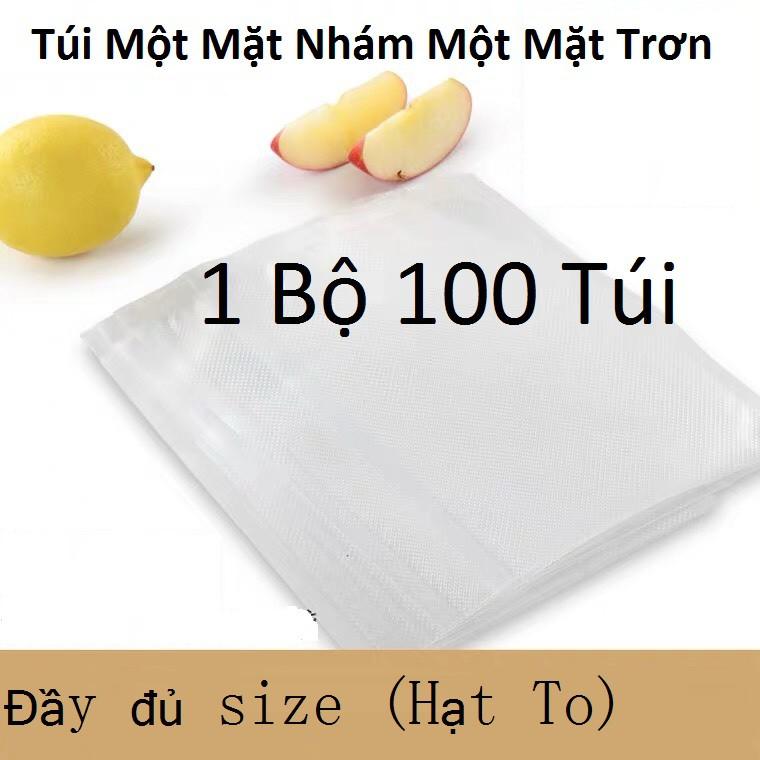 Túi hút chân không 1 mặt nhám 1 mặt trơn dầy 22 lụa-1 bộ 100 túi