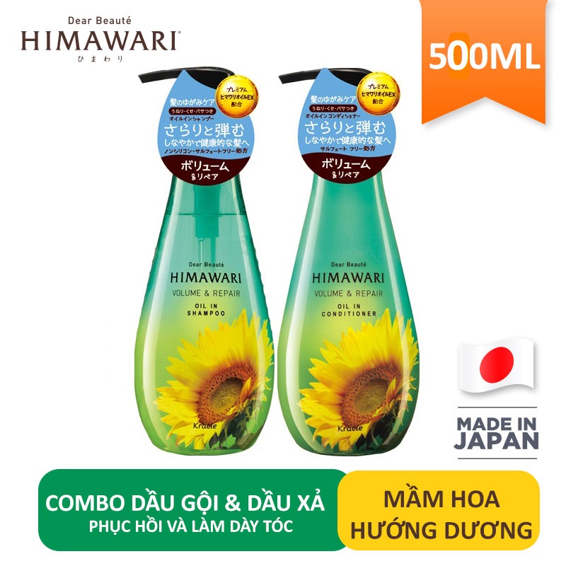 Combo Dầu Gội Và Dầu Xả Himawari Phục Hồi , Giúp Làm Dày Tóc Chai 500ML