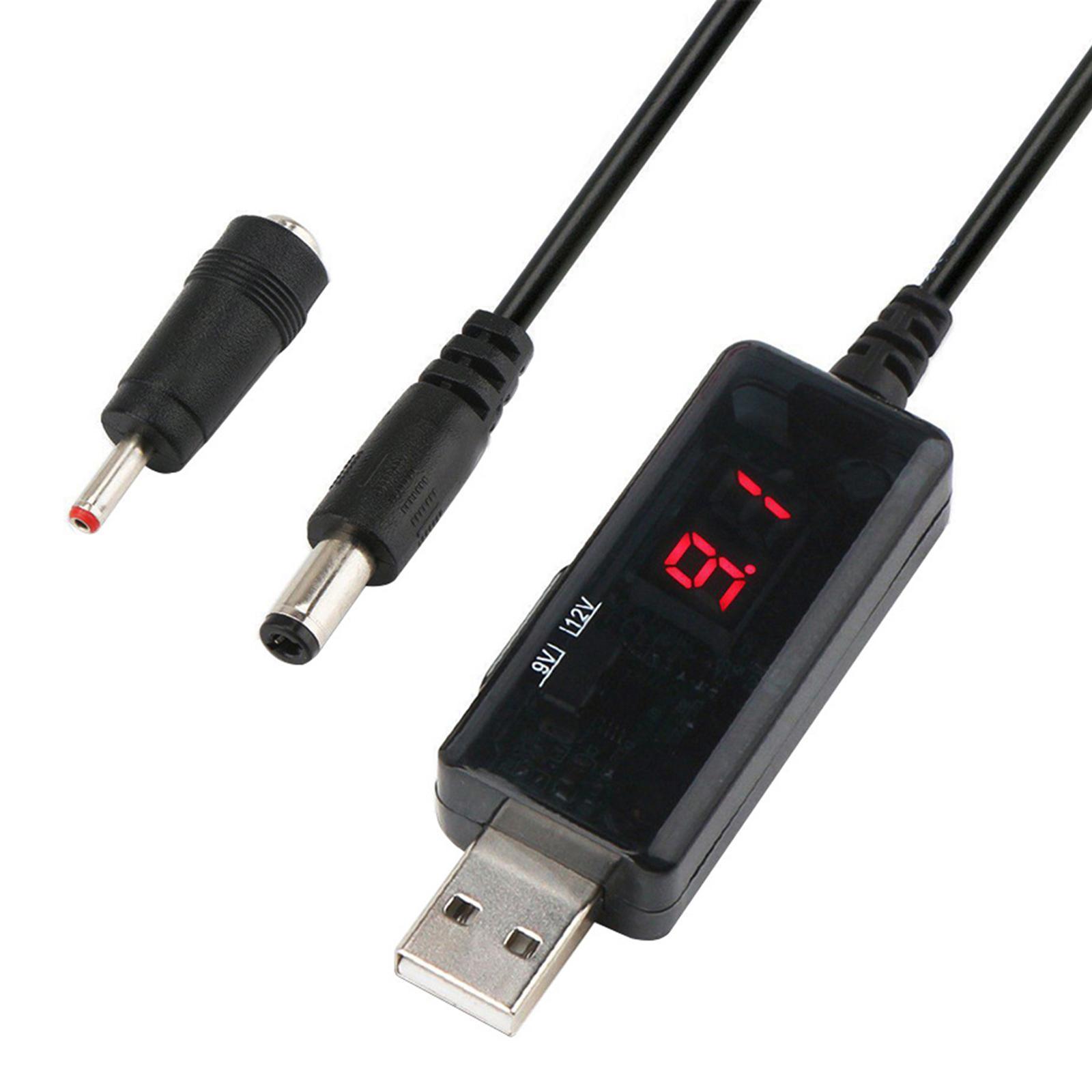 USB DC 5V to 12V 9V Power Cable Step up for 5.5/3.5mm Router Lamp Speaker