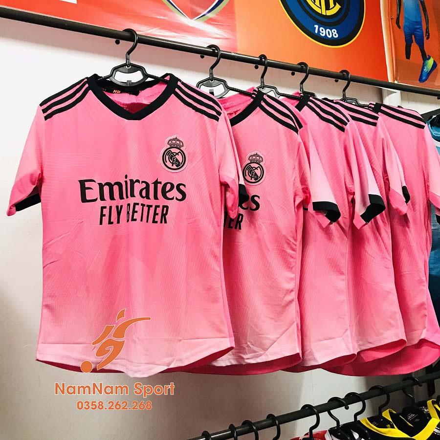Bộ thể thao bóng đá gai mè Hàn Quốc CLB Real Madrid hồng 22-23