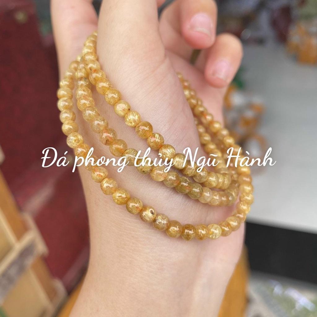 Vòng tay tóc vàng quấn 3 vòng đá trong, dày tóc - hàng thật, bao kiểm định