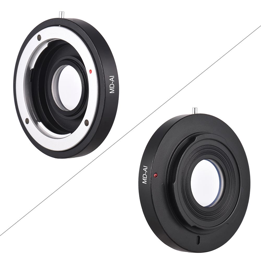 MD-AI Lens Mount Adapter Ring with Corrective Lens for Minolta MD MC Mount Lens to Fit for Nikon AI F Mount Camera for