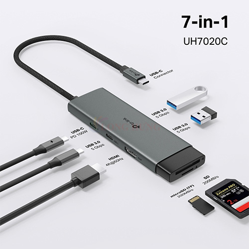 Cổng chuyển đổi TP-Link 7-in-1 USB-C UH7020C - Hàng chính hãng