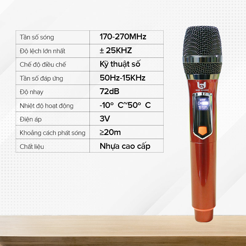 Micro Không Dây B&amp;D Hát Karaoke Cực Hay Model W108 &amp; W108A, Tần Số VHF - Hàng Chính Hãng