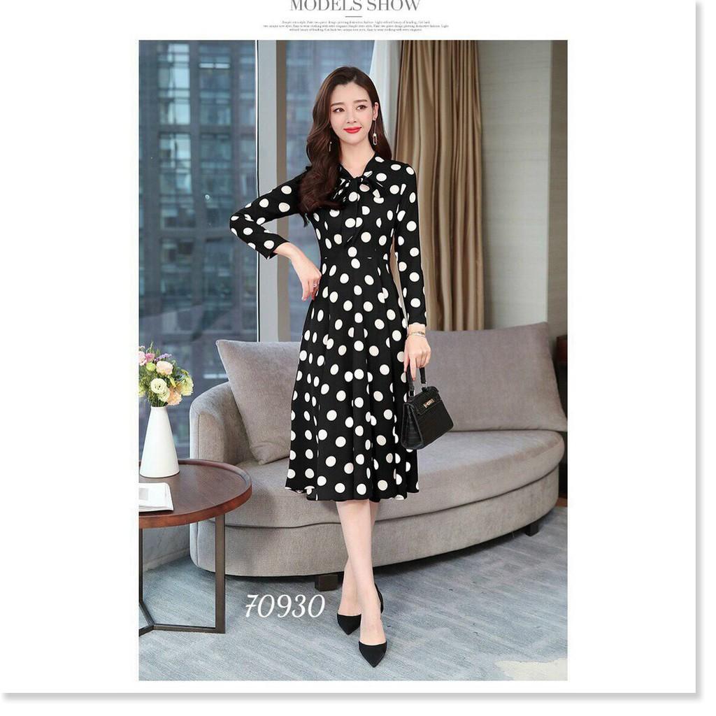 ĐẦM XÒE LỤA CHẤM BI DỰ TIỆC ĐẲNG CẤP PHU NHÂN THỜI TRANG MỚI NHẤT HIỆN NAY