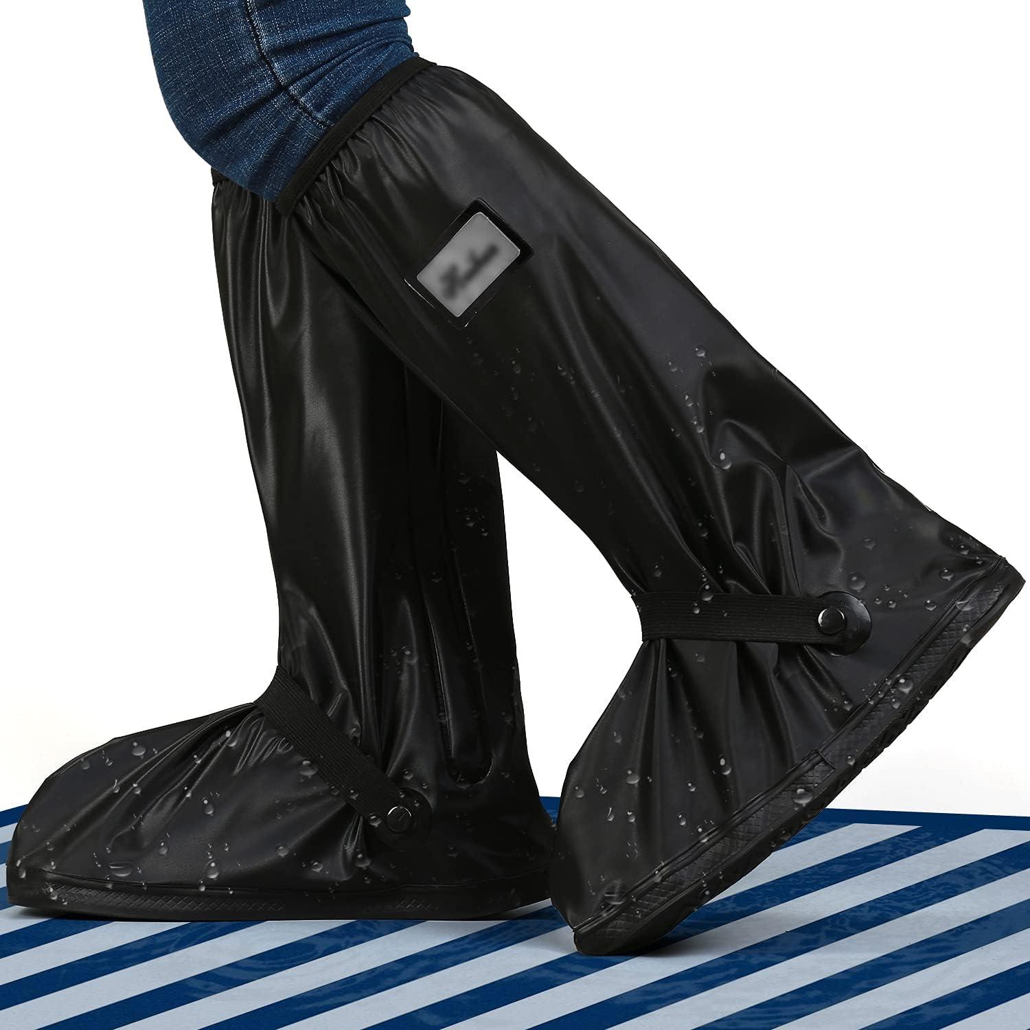 Bọc ngoài chống nước cho ủng đi mưa, galoshes có khóa kéo và phản quang, dành cho thể thao ngoài trời, đi bộ đường dài, leo núi, cắm trại, xe tay ga, du lịch, 1 đôi