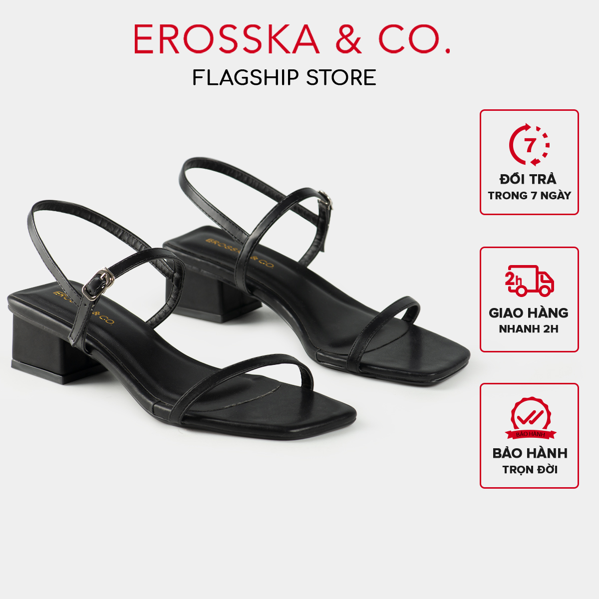 Erosska - Giày sandal cao gót phối dây kiểu dáng Hàn Quốc cao 4cm EM079