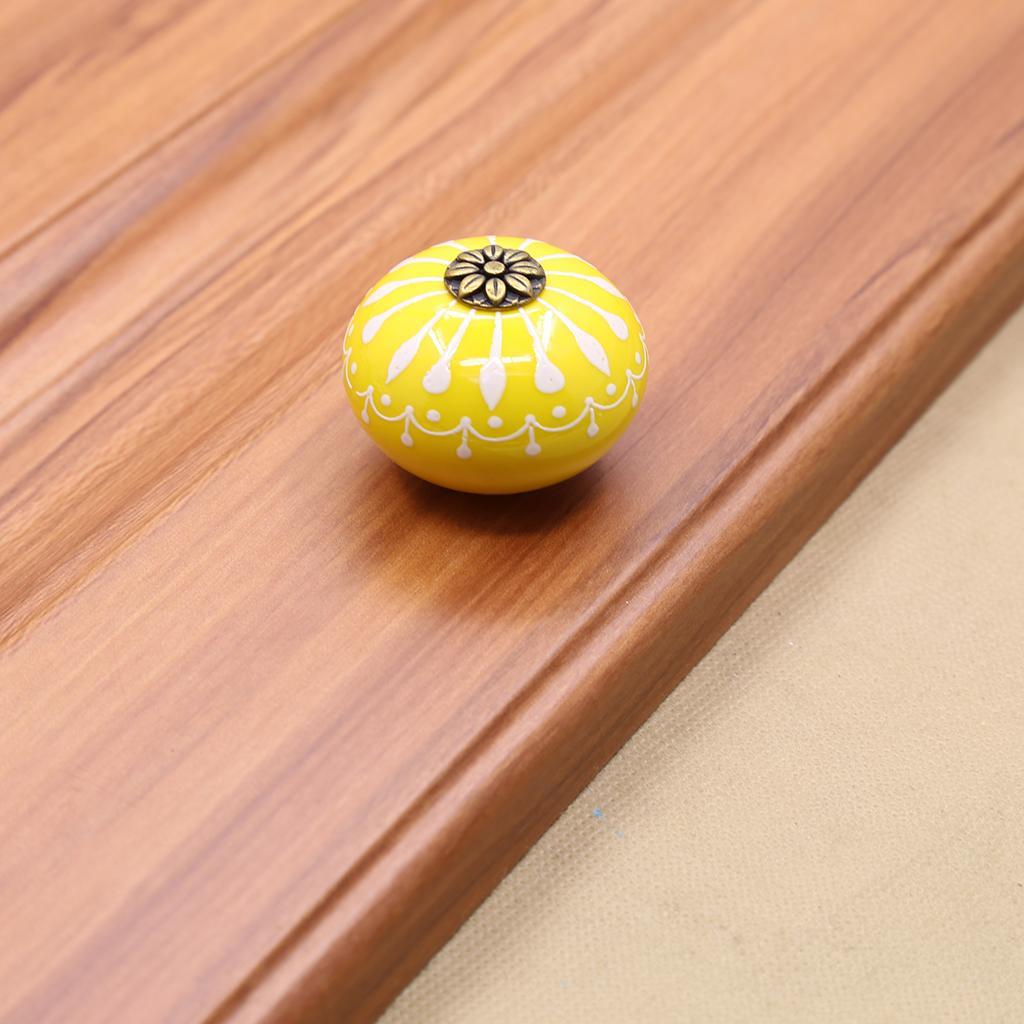 2xCeramic Cabinet Knobs Drawer Furniture Hardware Door Pull Handle Yellow