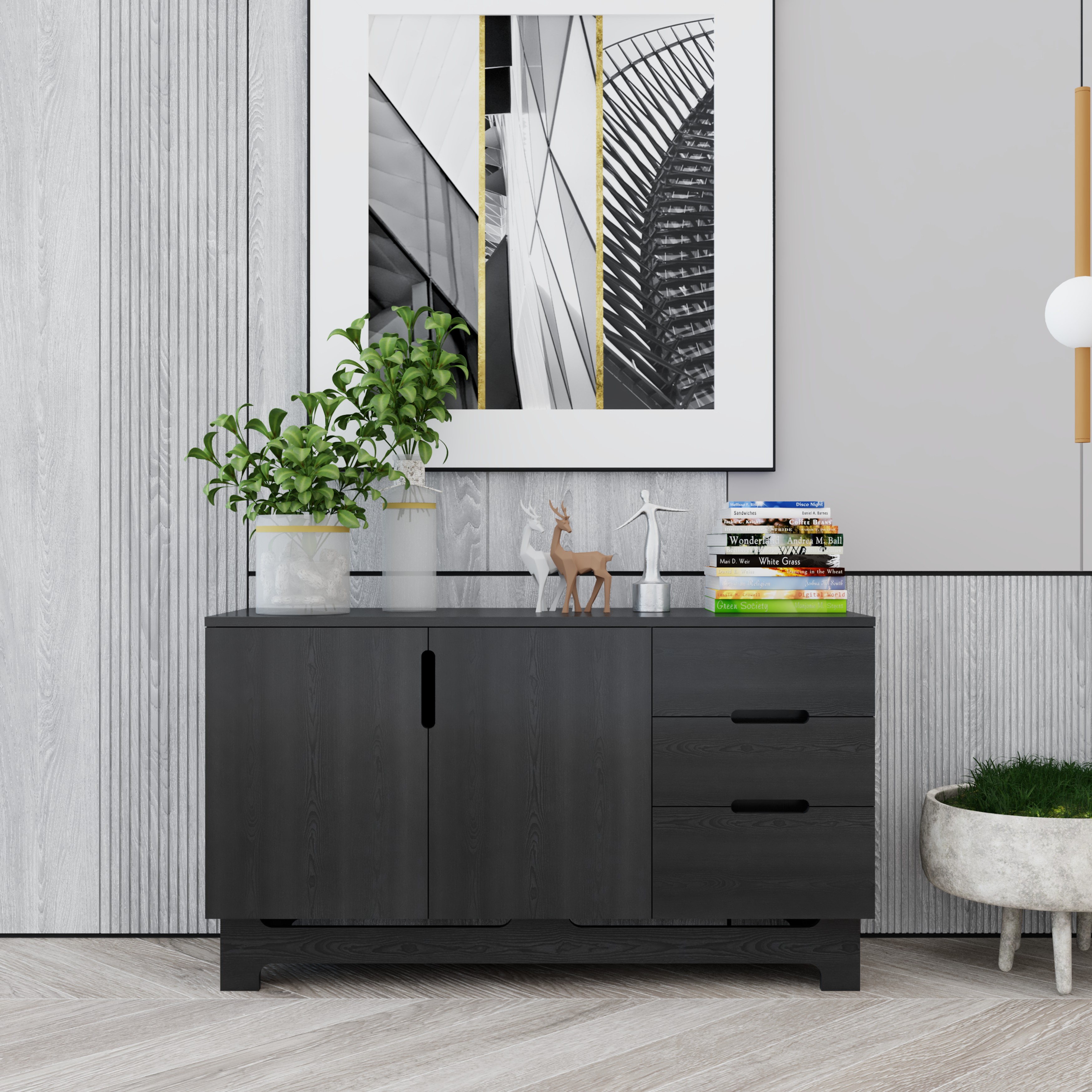 [Happy Home Furniture] MOLLY, Tủ lưu trữ 2 cánh mở - 3 ngăn kéo , 120cm x 40cm x 68cm ( DxRxC), TCM_101