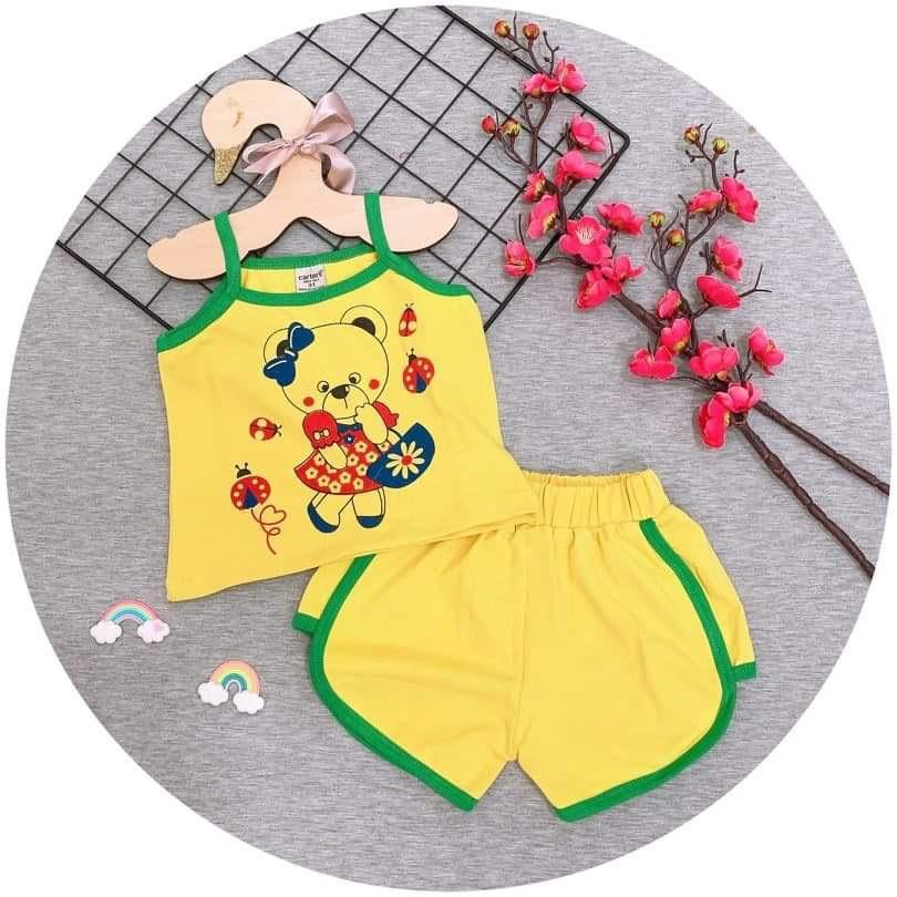 Bộ 2 dây bé gái bộ yếm dây bé gái đồ bộ mặc mát pikakids