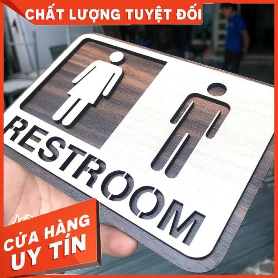 Bảng toilet gỗ dán tường - Bảng biển chỉ dẫn khu vực toilet/restroom/WC