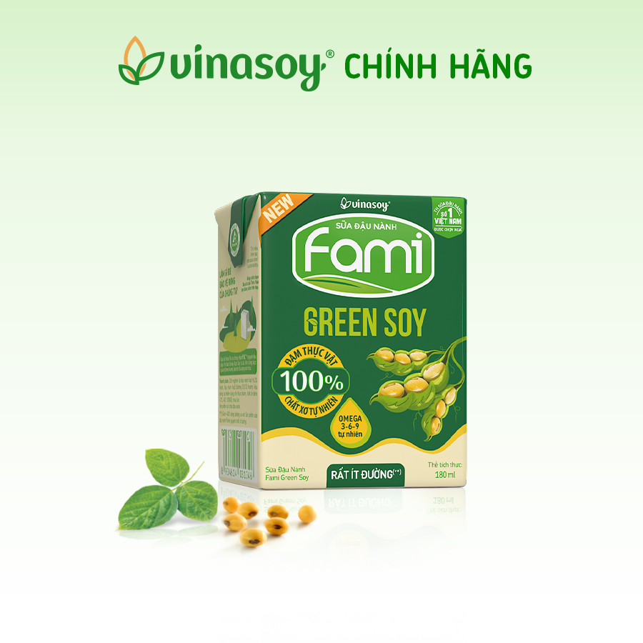 Thùng sữa đậu nành Fami Green soy rất ít đường (36 hộp x 180ml)