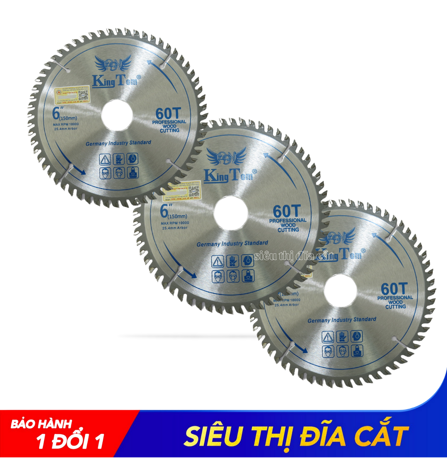 Lưỡi Cưa - Lưỡi Cắt Gỗ Cao Cấp 150-60 Răng KingTom - Chuyên Gỗ Cứng, Gỗ Có Đinh