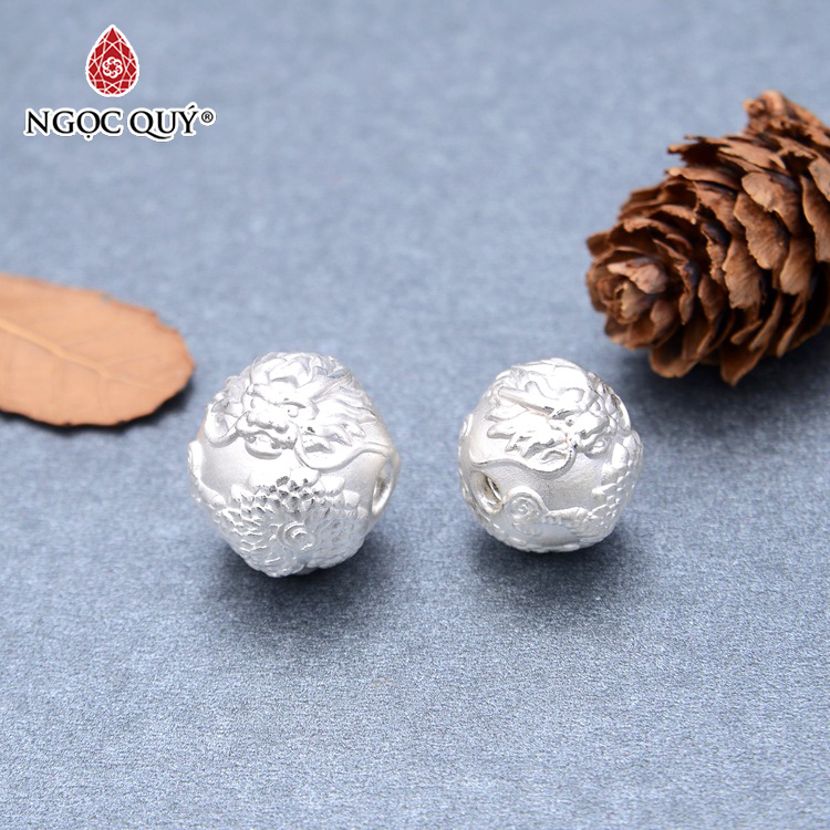 Charm bạc hình rồng xỏ ngang - Ngọc Quý Gemstones