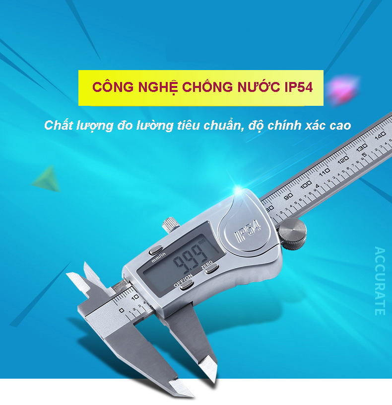 Thước kẹp điện tử Chống Nước thép không gỉ IP54 chống dầu chống bụi bẩn