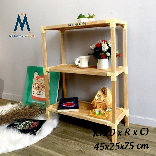 Kệ Để Đồ Đa Năng- Minhlongwood M52, Kệ Trang Trí Phòng Ngủ, Phòng Khách- Màu Gỗ Tự Nhiên