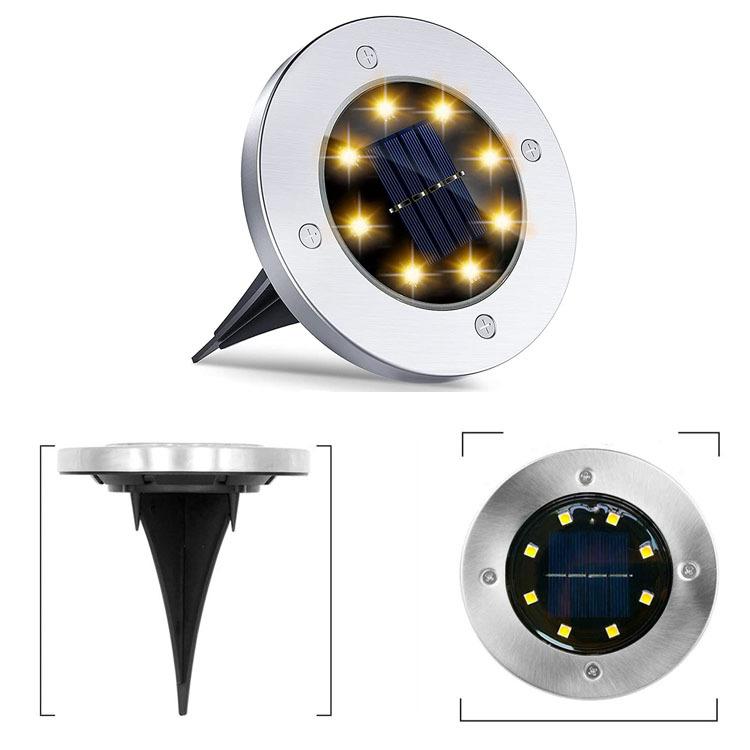 Đèn vườn ngoài trời, đèn chôn năng lượng mặt trời, đèn chôn 8, đèn sân vườn, không thấm nước
