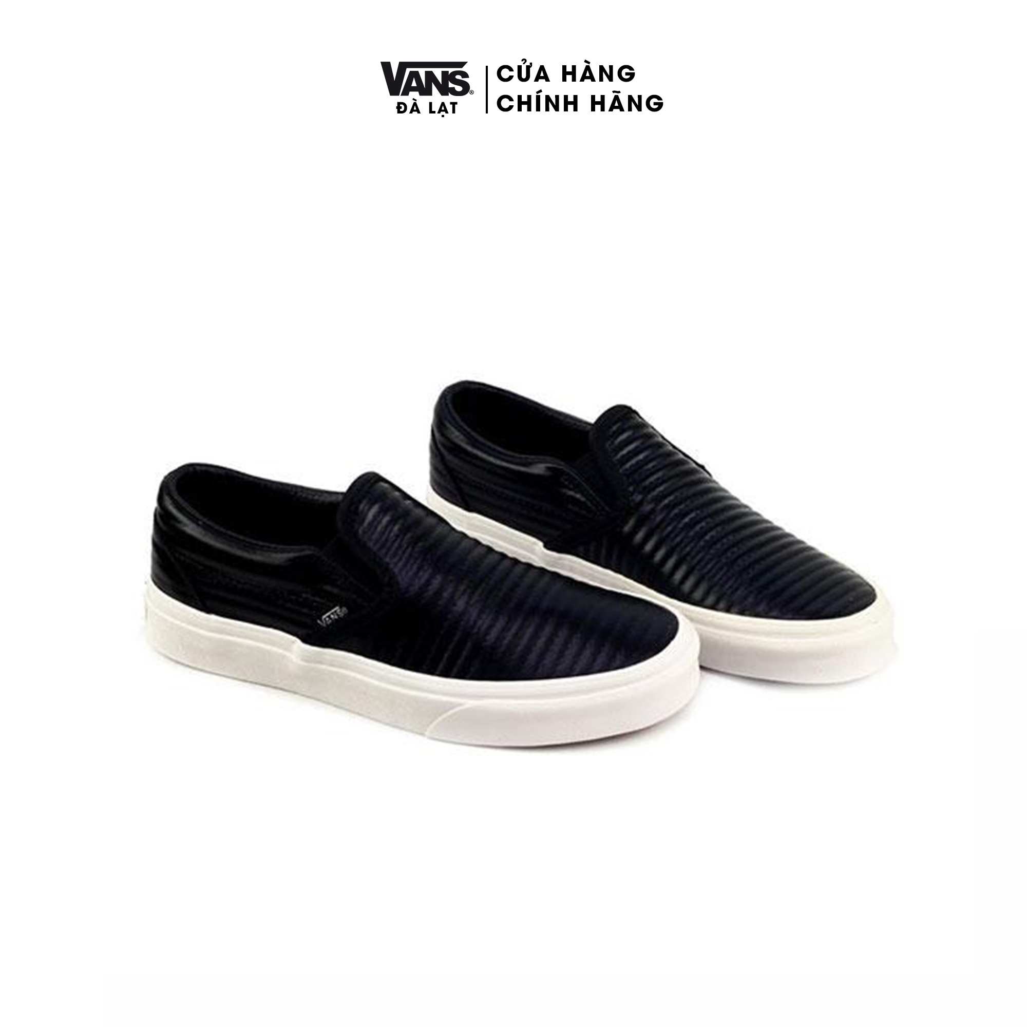 Giày Vans Sneaker nữ - VANS MOTO LEATHER CLASSIC SLIP-ON BLACK VN0A38F7OGG Giày slip on