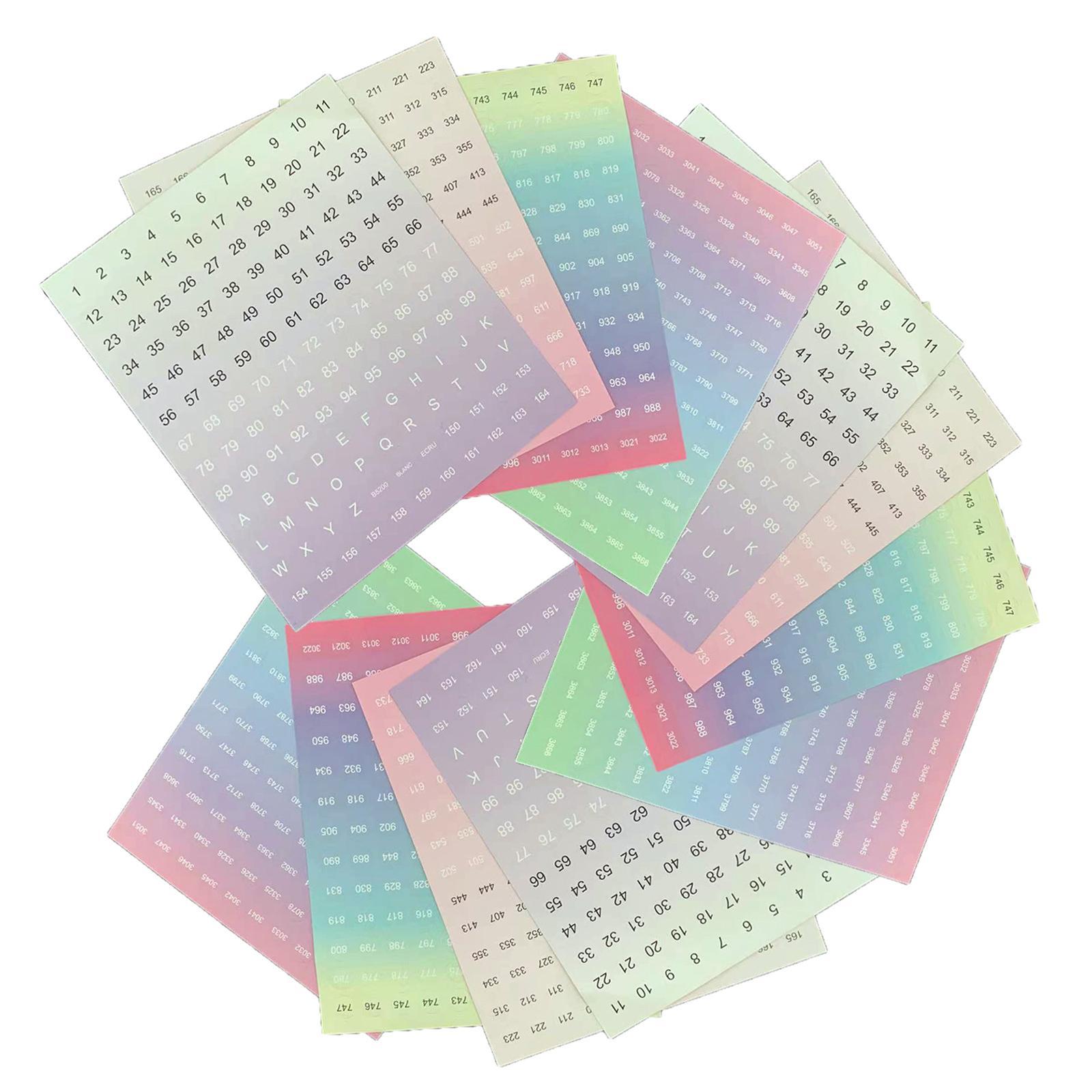 12 Sheet Color Number Stickers Labels for Accessory Storage Box for Adults Kids