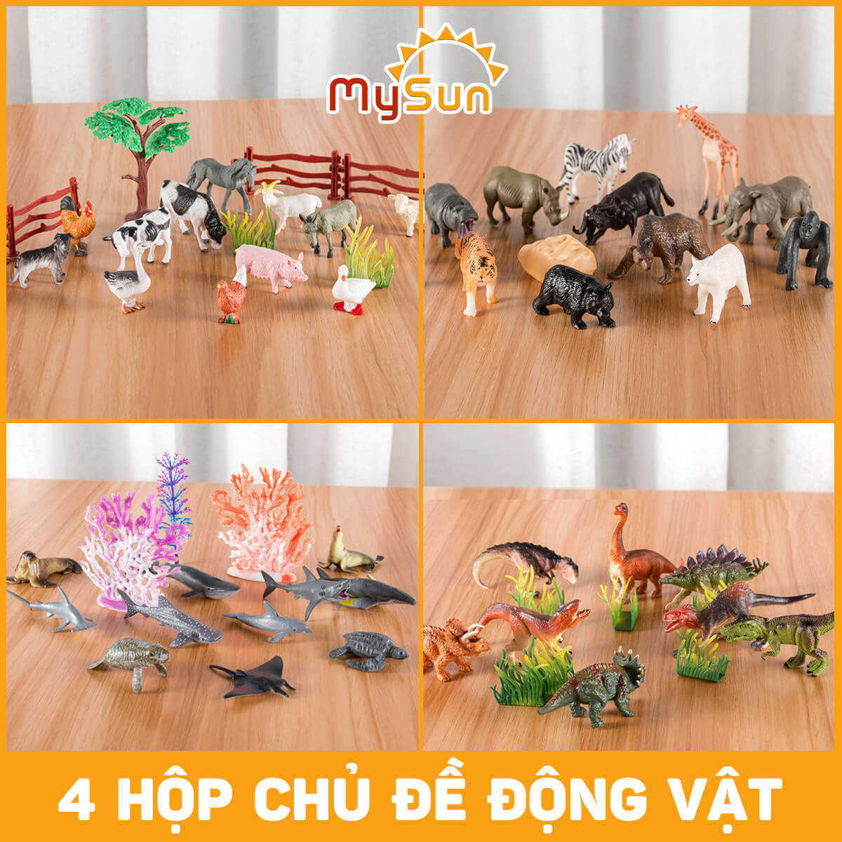 Bộ đồ chơi mô hình các con động vật, sinh vật biển, khủng long bằng nhựa cho bé MySun