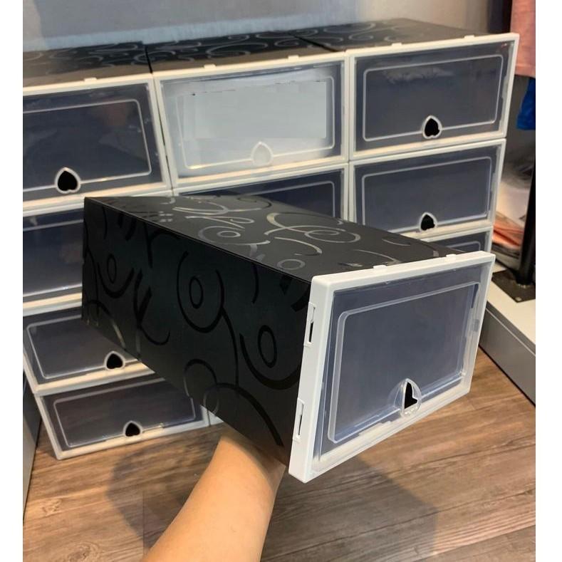 Hộp Đựng Giày Cao Cấp Nhựa Cứng Lắp Ghép Cửa Trong, Giá Để Giầy Dép Size Lớn Thương Hiệu Việt Nhật
