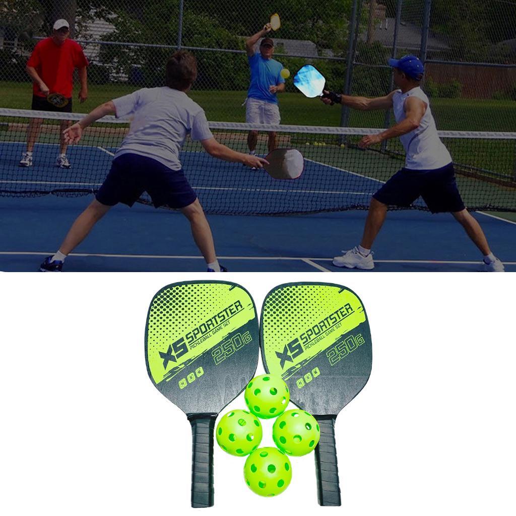 2xProfessional Pickleball Set 2-Player Carbon Fiber Paddle Racquets 4 Ball