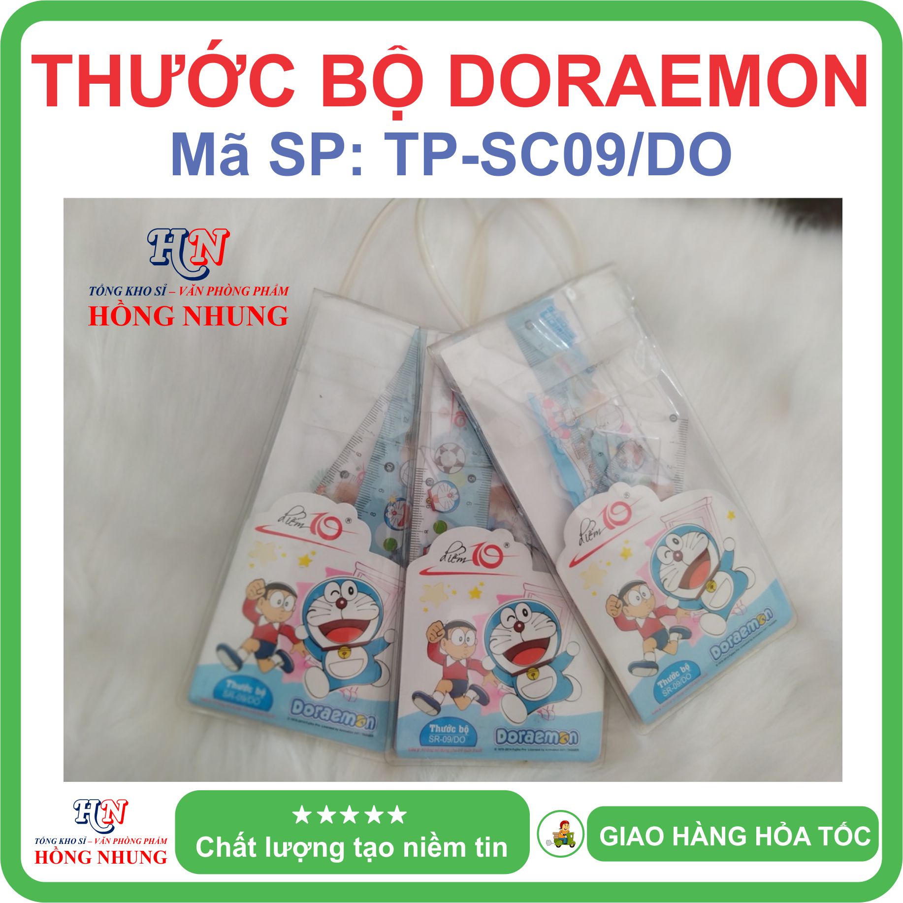 [SALE] Thước bộ Doraemon TP-SR09/DO , phù hợp với học sinh để đo đường thẳng và đo góc.