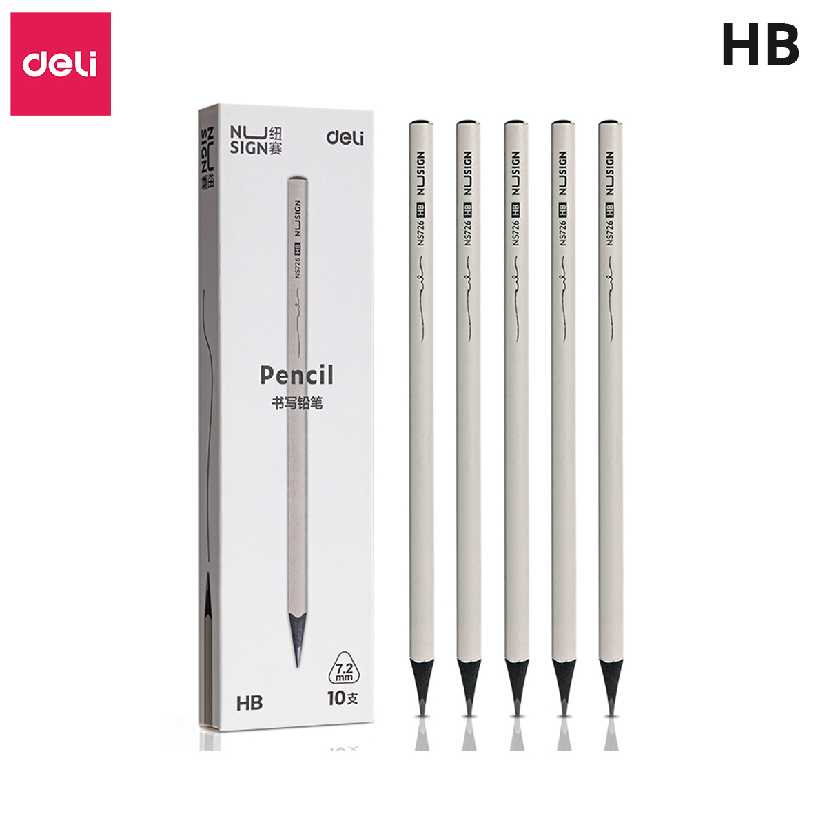 Bút Chì 2B HB Gỗ Nusign Deli Lõi Đen Cao Cấp Chì Đậm Tô Trắc Nghiệm Làm Bài Kiểm Tra Nhạy Với Máy Chấm Thi Học Sinh