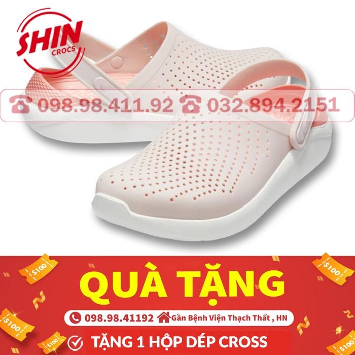 dép cross dép cross quai ngang họa tiết hồng nhạt đế trắng SHINCR8012 tặng thêm 1 hộp dép cross