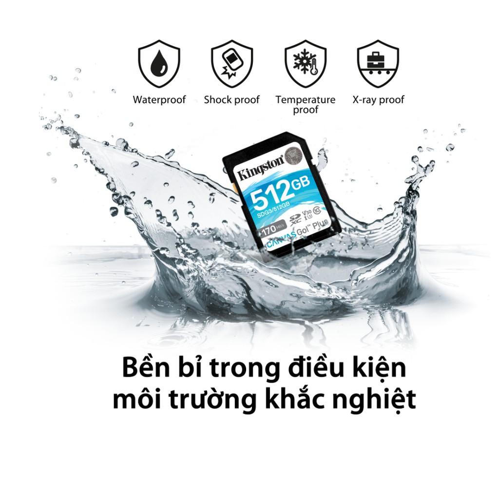 Thẻ nhớ Kingston Canvas Go Plus SD 64GB cho thiết bị di động Android, camera, flycam và sản xuất video 4K SDG3/64G- Hàng chính hãng