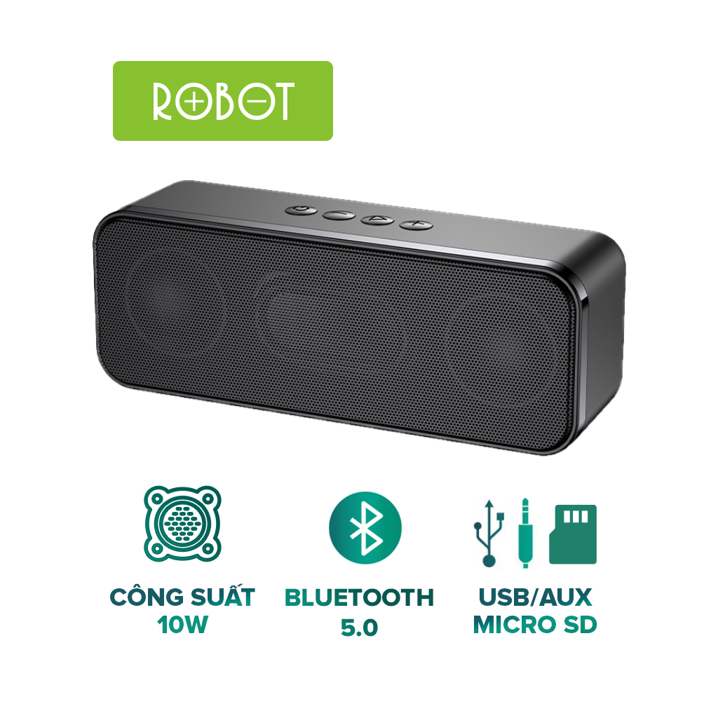 Loa Bluetooth ROBOT RB520 Công Suất 10W 1200mAh Âm Bass Sống Động Hỗ Trợ Kết Nối Cổng USB/AUX Thẻ Nhớ - Hàng Chính Hãng