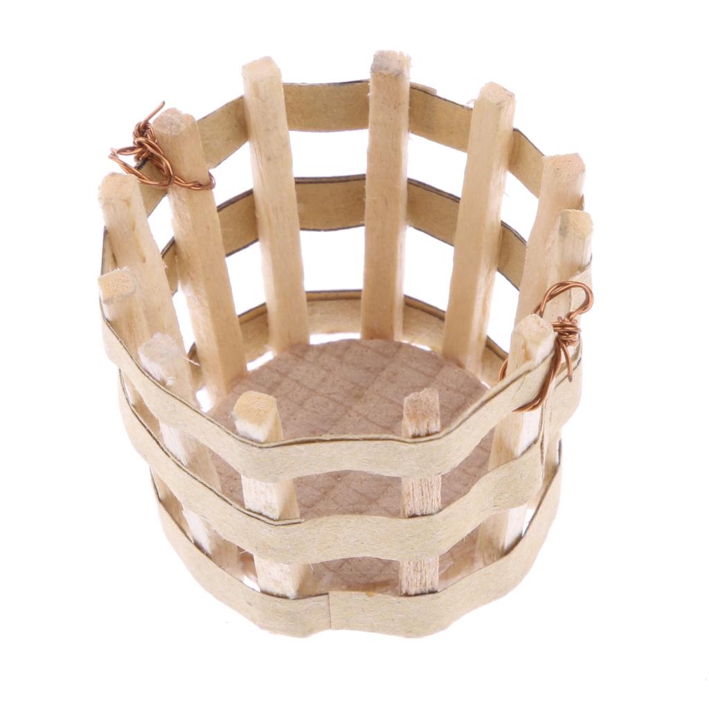 1:12 Dollhouse Miniature Wooden Basket Furniture Decoration