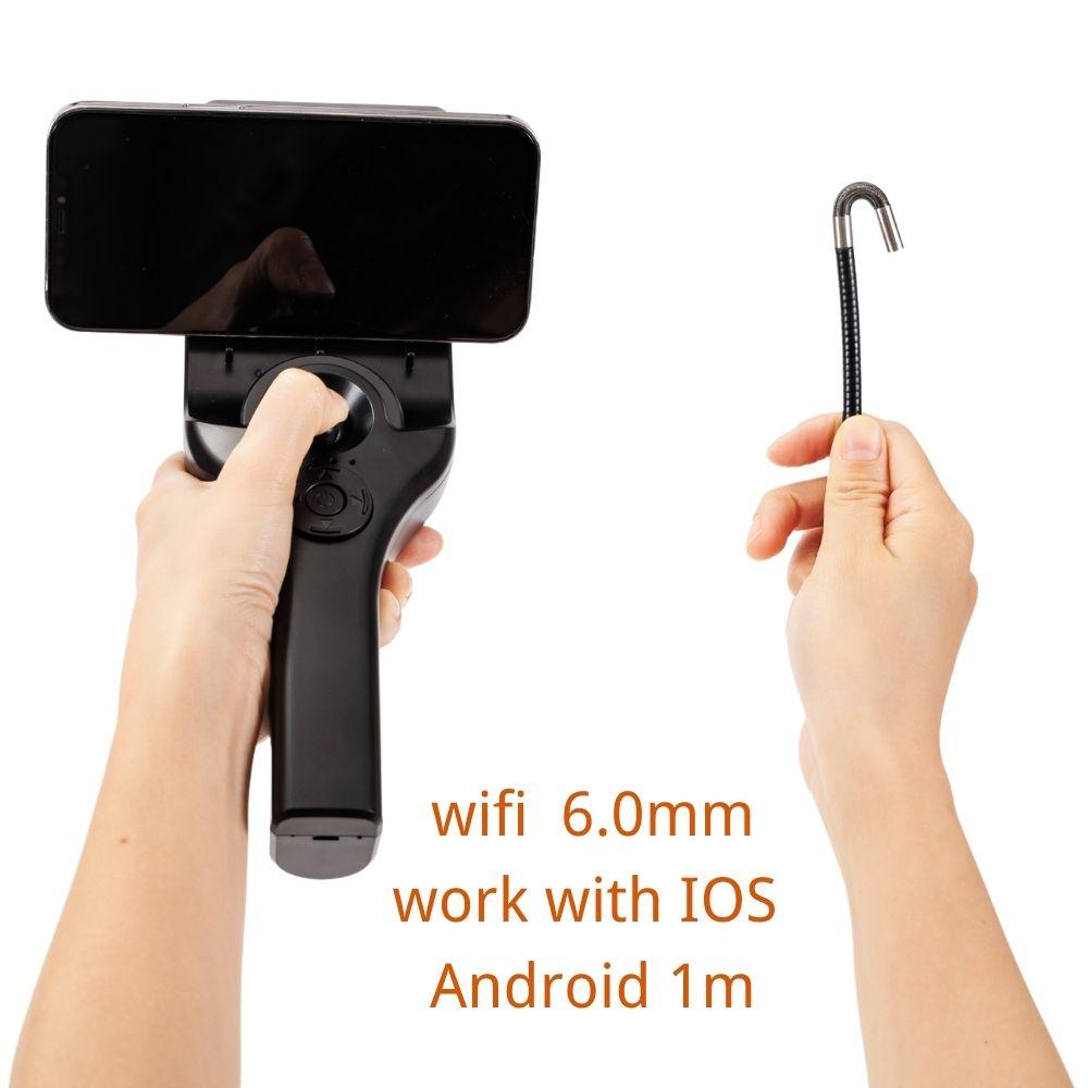 Kiểm tra cống thoát nước ô tô không dây 4 chiều Borescope 6MM 1m Chỉ đạo Camera nội soi video công nghiệp WIFI 360 ° 720 ° cho iPhone Android