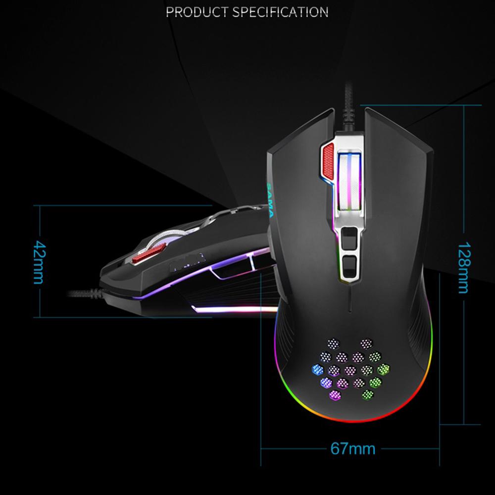 Mouse with USB Chargeing Port Design Ergonomic Optiacal RGB Illuminated Mouse 4 Levels DPI with Scroll Wheel 2 Thumb