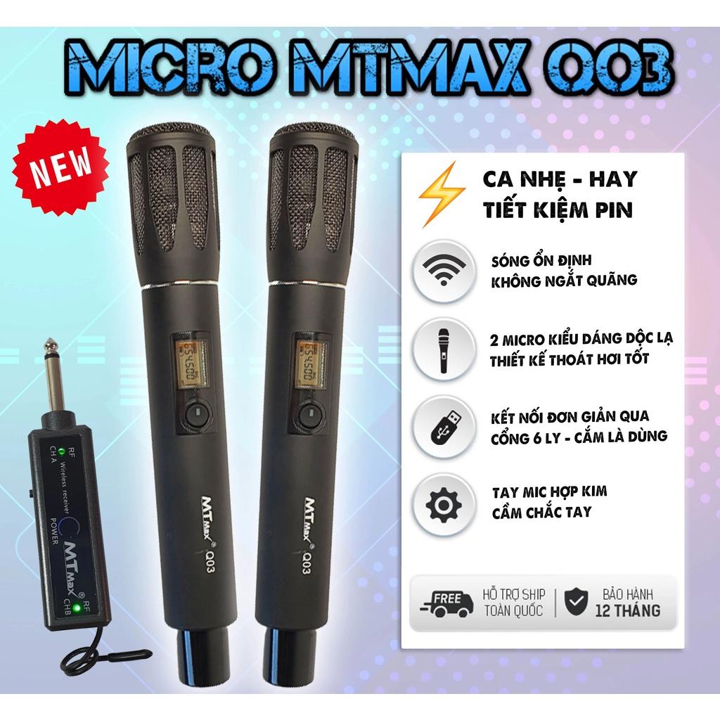 Micro Không Dây Có Nâng Tiếng, chỉnh được âm lượng, hát nhẹ, MTMax Q03 karaoke, mẫu mới sang trọng