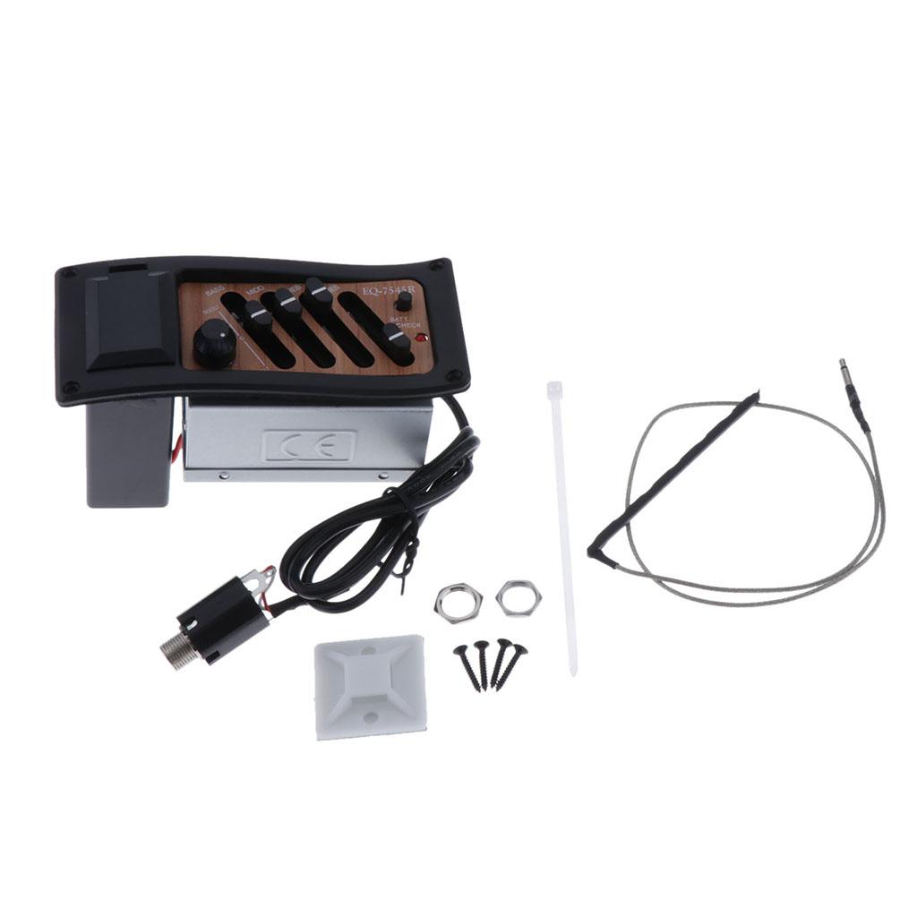 1 Set 4 Band EQ Equalizer Acoustic Guitar Preamp Piezo Pickup Black
