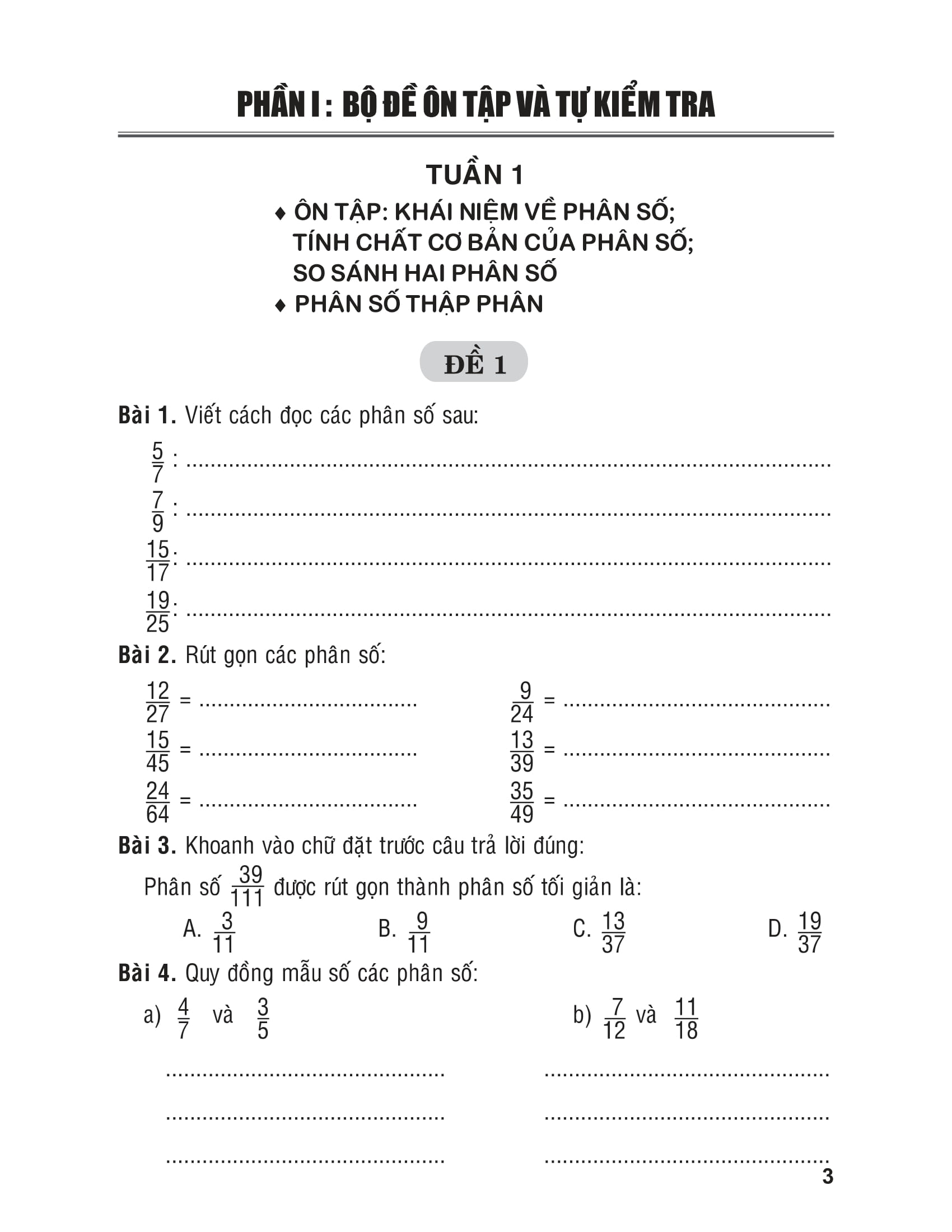 Tuyển Chọn Đề Ôn Luyện Và Tự Kiểm Tra Toán Lớp 5 - Tập 1