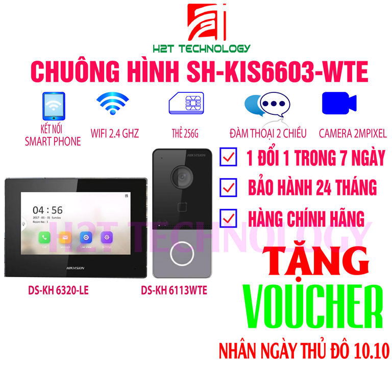 Chuông cửa có hình SH-KIS6603-LE, Camera 2MPixel, chống nước, PoE, màn hình 7inch 1024 × 600 pixel, PoE, kết nối từ xa