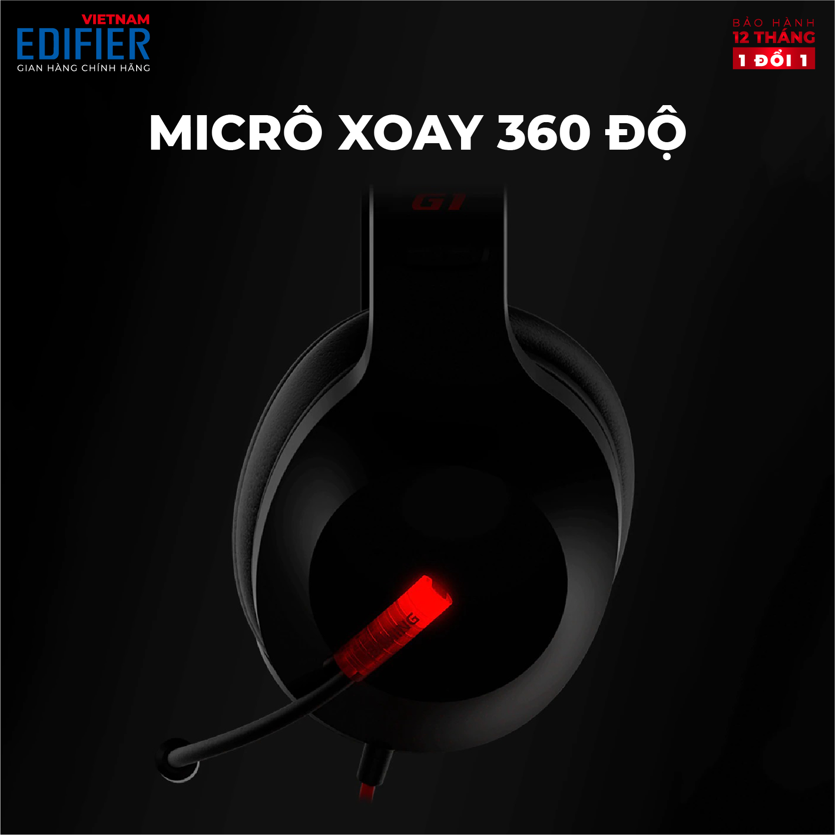 Tai nghe Gaming EDIFIER G1 SE Micro chống ồn uốn cong 360 độ - Cổng kết nối 3.5mm - Đệm tai êm ái - Điều khiển trên dây - Hàng chính hãng