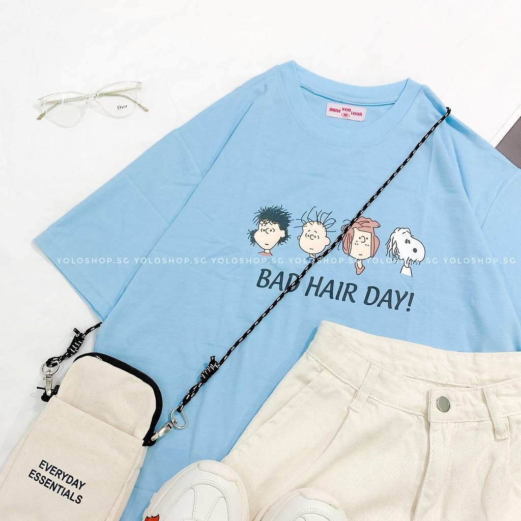 Áo thun tay lỡ BAD HAIR DAY phông Unisex nam nữ tee oversize form rộng pull Ulzzang Streetwear Hàn Quốc vải mềm