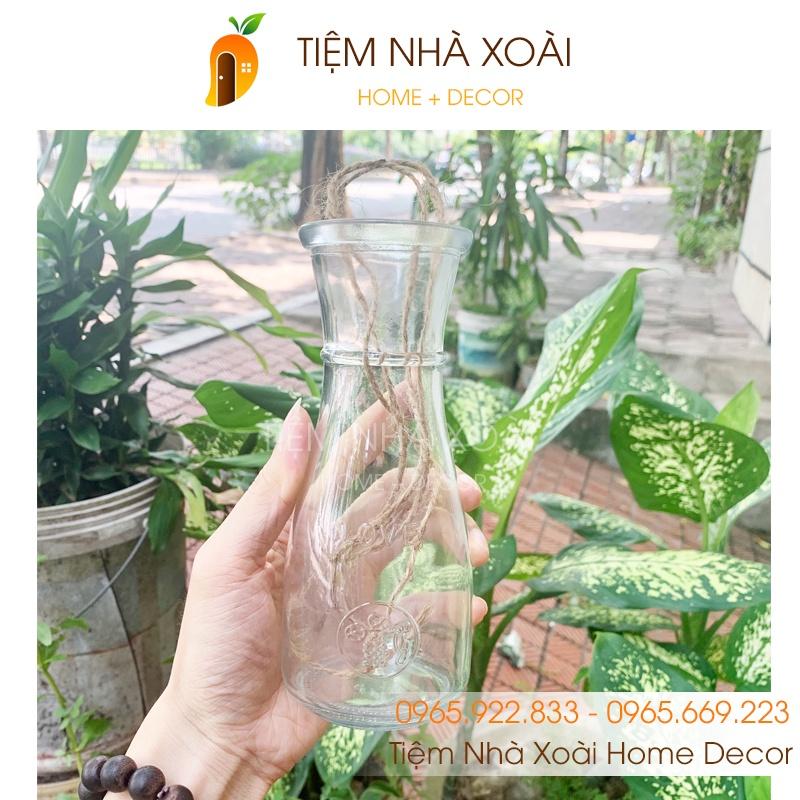 Bình Hoa Decor Thuỷ Tinh thắt eo cuốn dây thừng dây gai trang trí để bàn Vingate