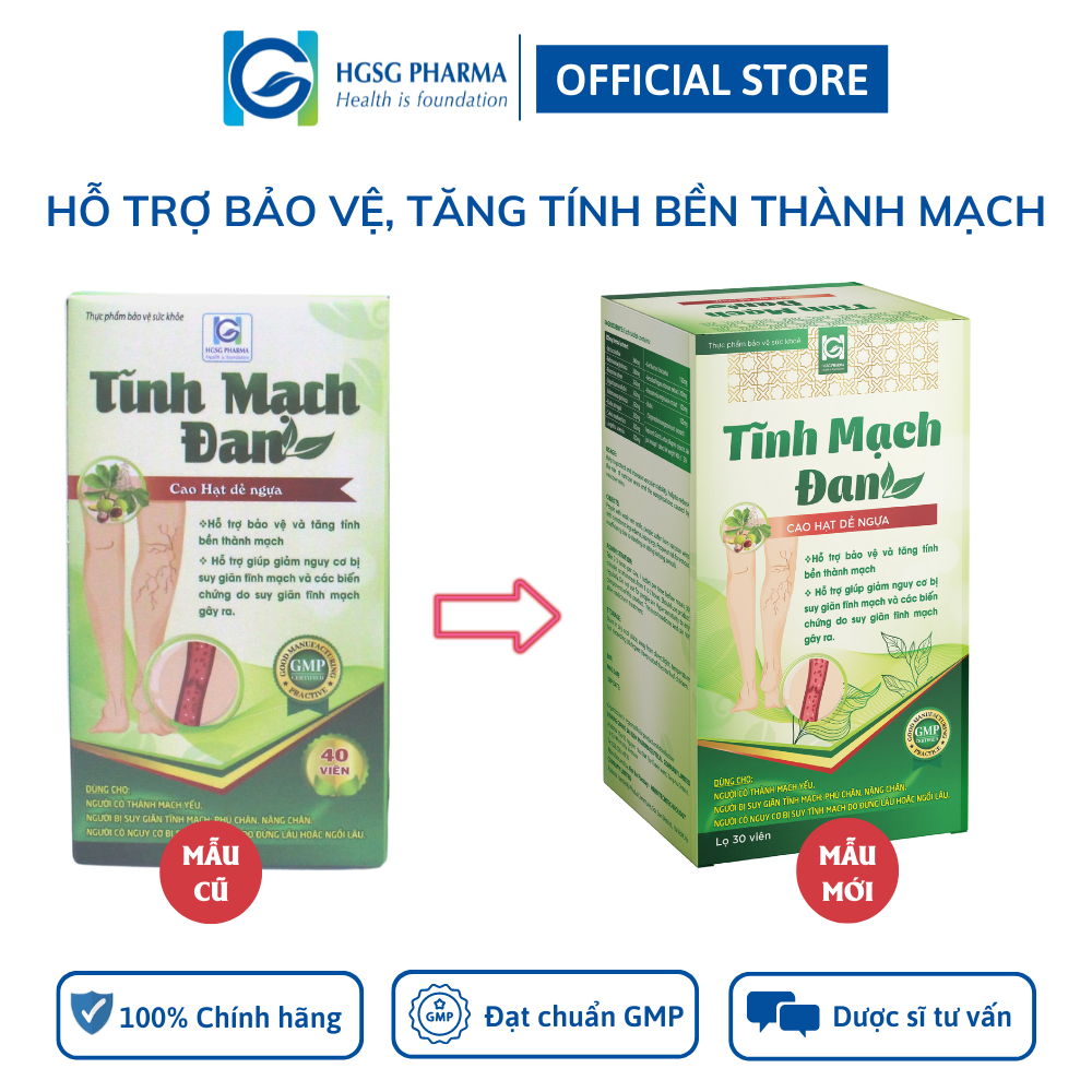 Viên uống hỗ trợ bền thành mạch, lưu thông tuần hoàn TĨNH MẠCH ĐAN