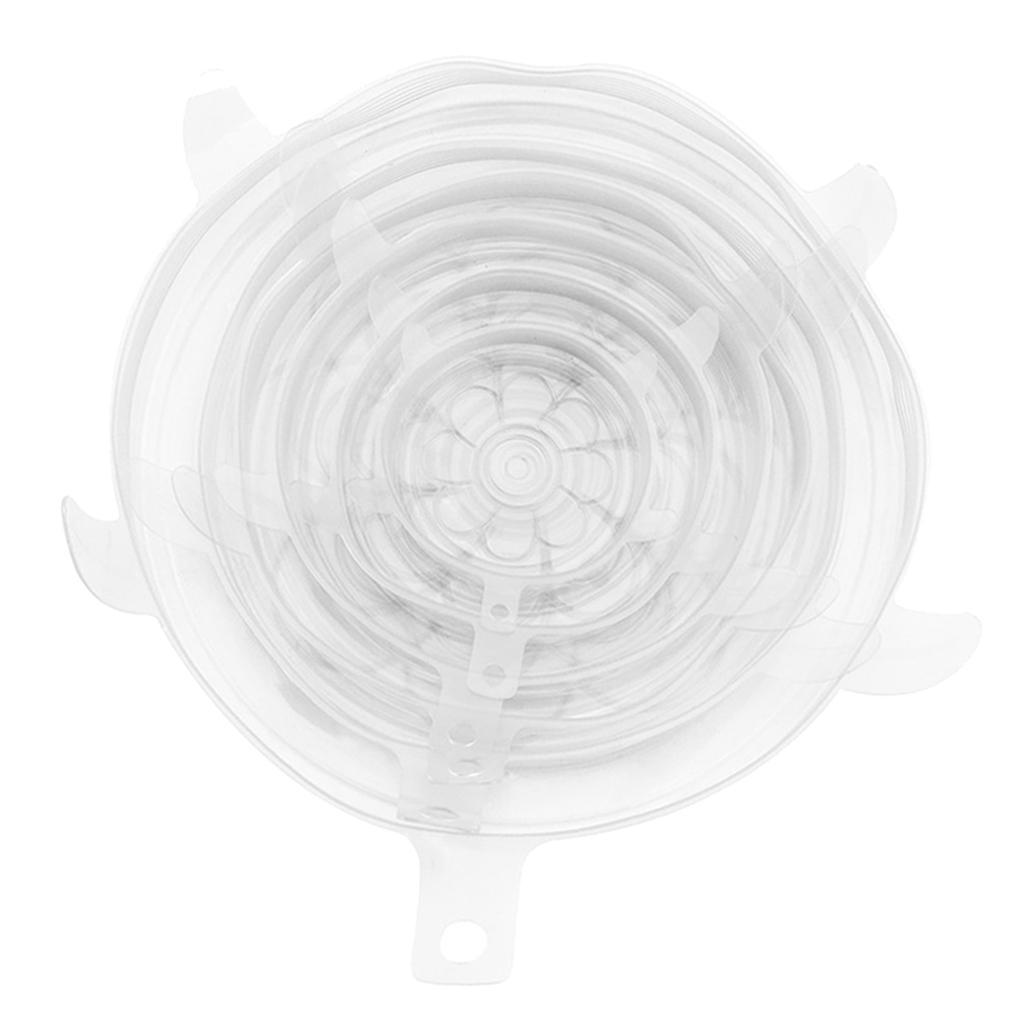 6pcs Silicone Wraps Seal Bowl Covers Food Storage Clear